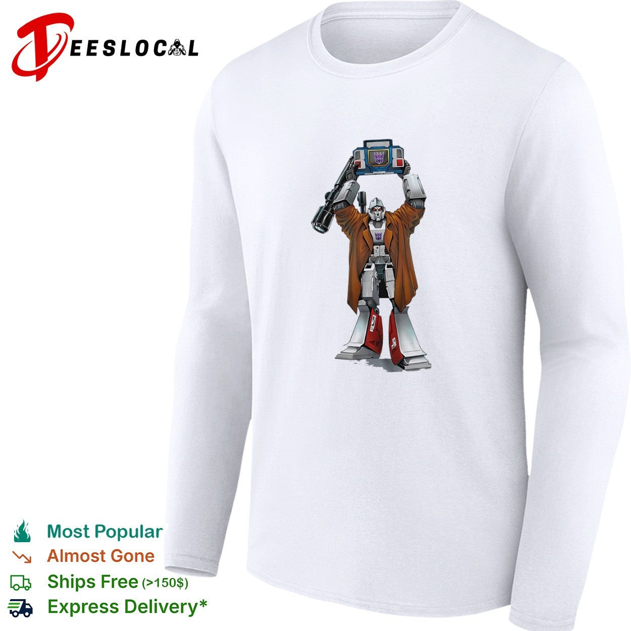 Megatron holding Soundwave Transformers 80s shirt