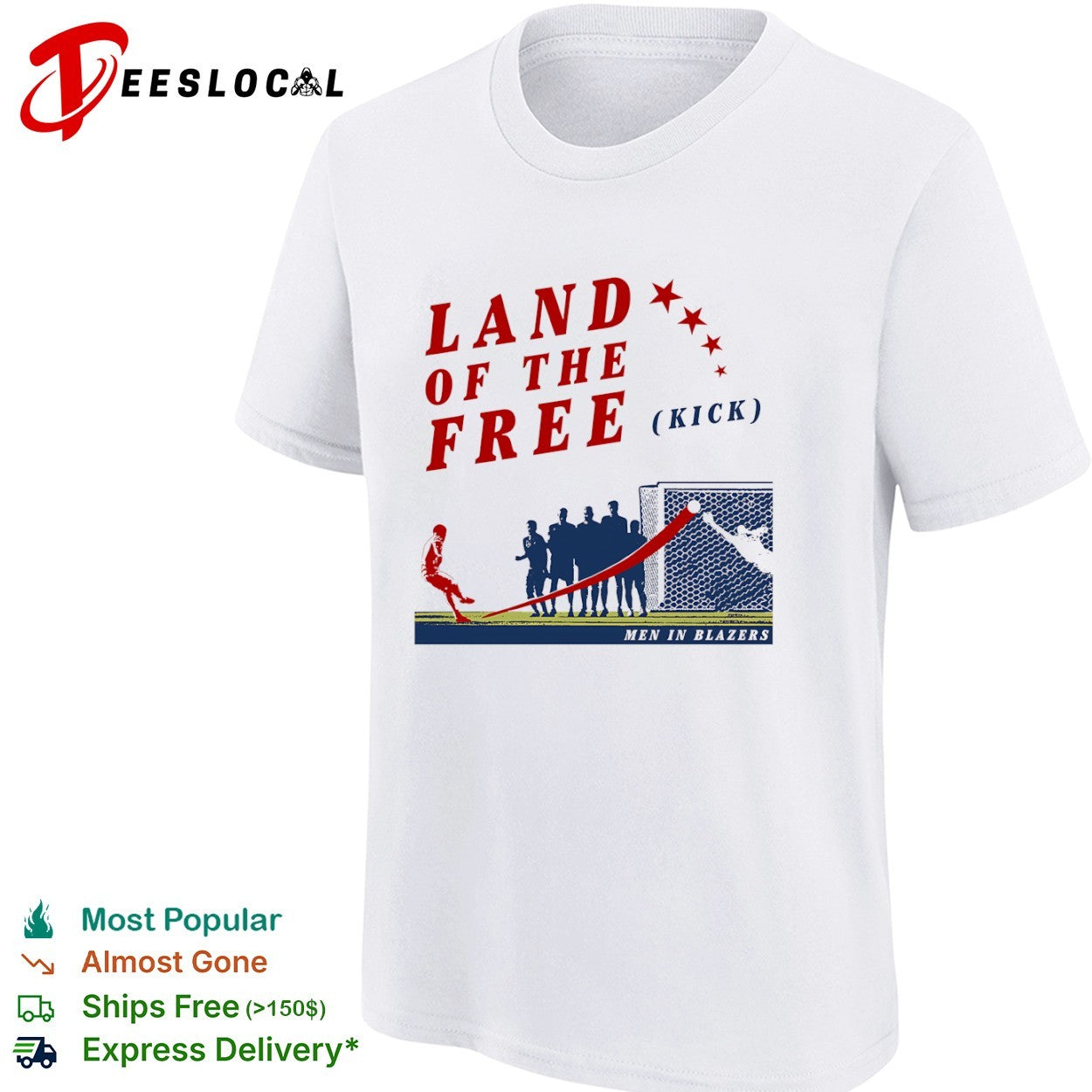 Men in Blazers Land of the free kick soccer shirt
