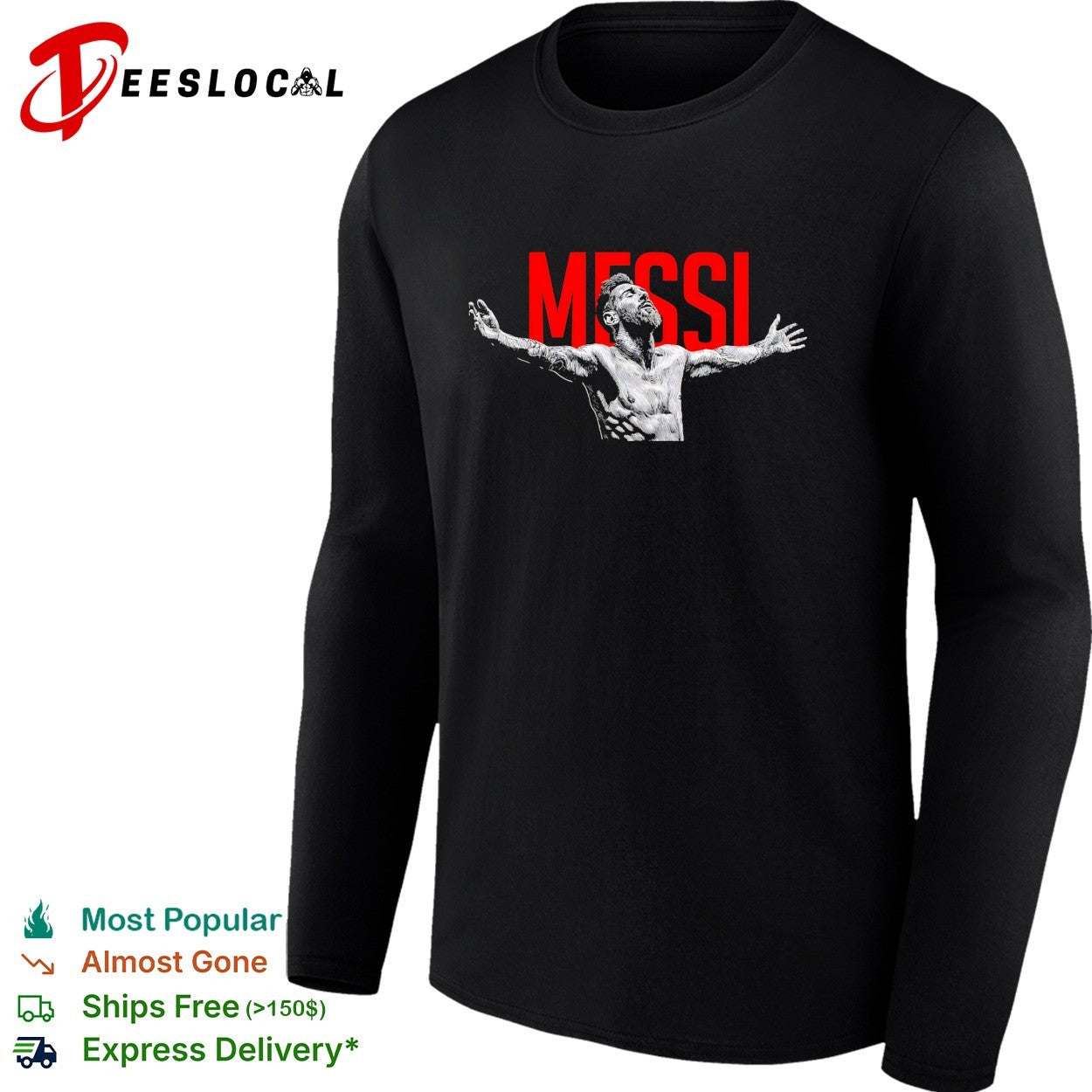 Messi dramatic engraving sketch leaping shirt