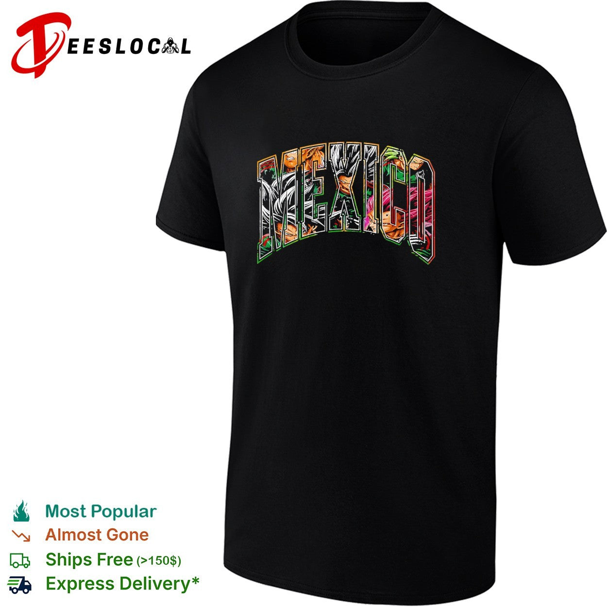 Mexico x Goku Vegeta Gohan Broly and Piccolo Dragon anime logo shirt
