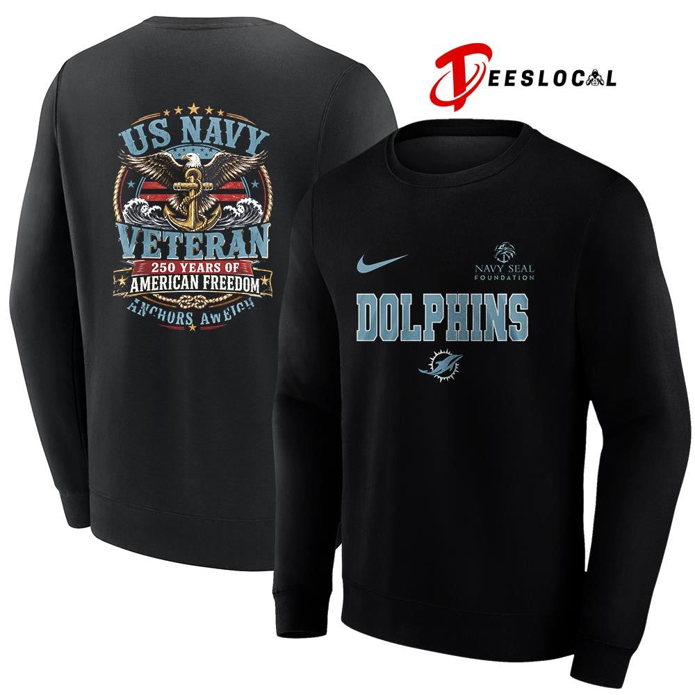 Miami Dolphins US Navy seal foundation 250 years of American freedom anchors aweigh shirt