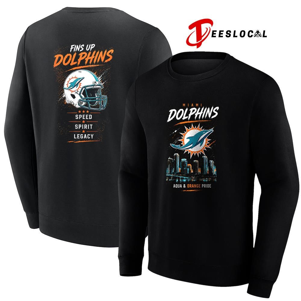 Miami Dolphins aqua and orange pride speed spirit legacy skyline helmet shirt