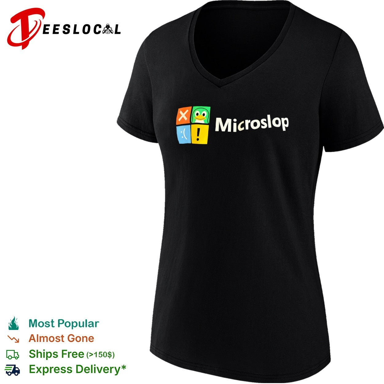 Microslop Linux Tux parody shirt