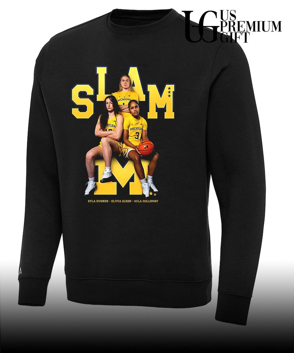 Mila Holloway Olivia Olson and Syla Swords Michigan Wolverines women’s basketball SLAM shirt