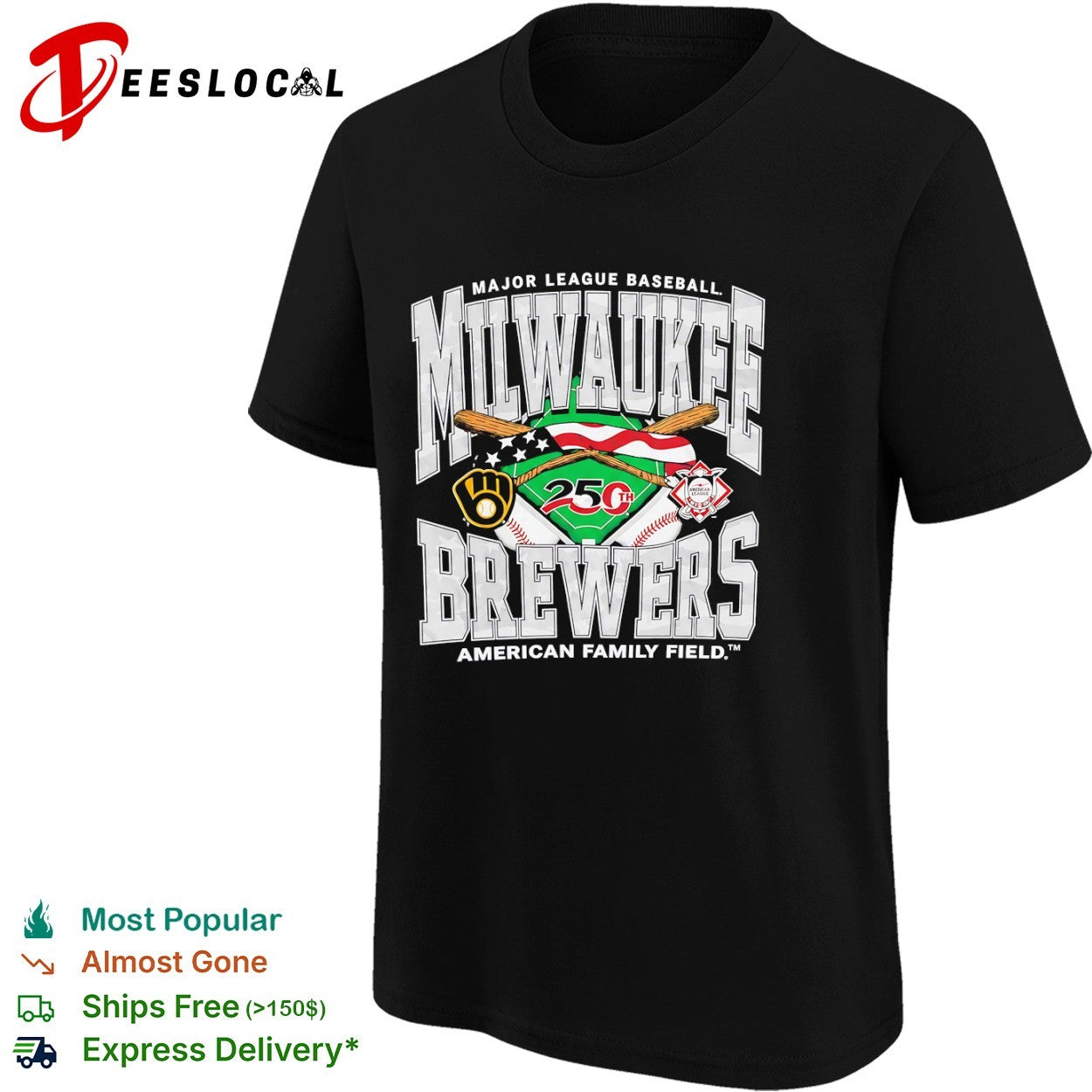 Milwaukee Brewers Major League Baseball 25th American Family Field shirt