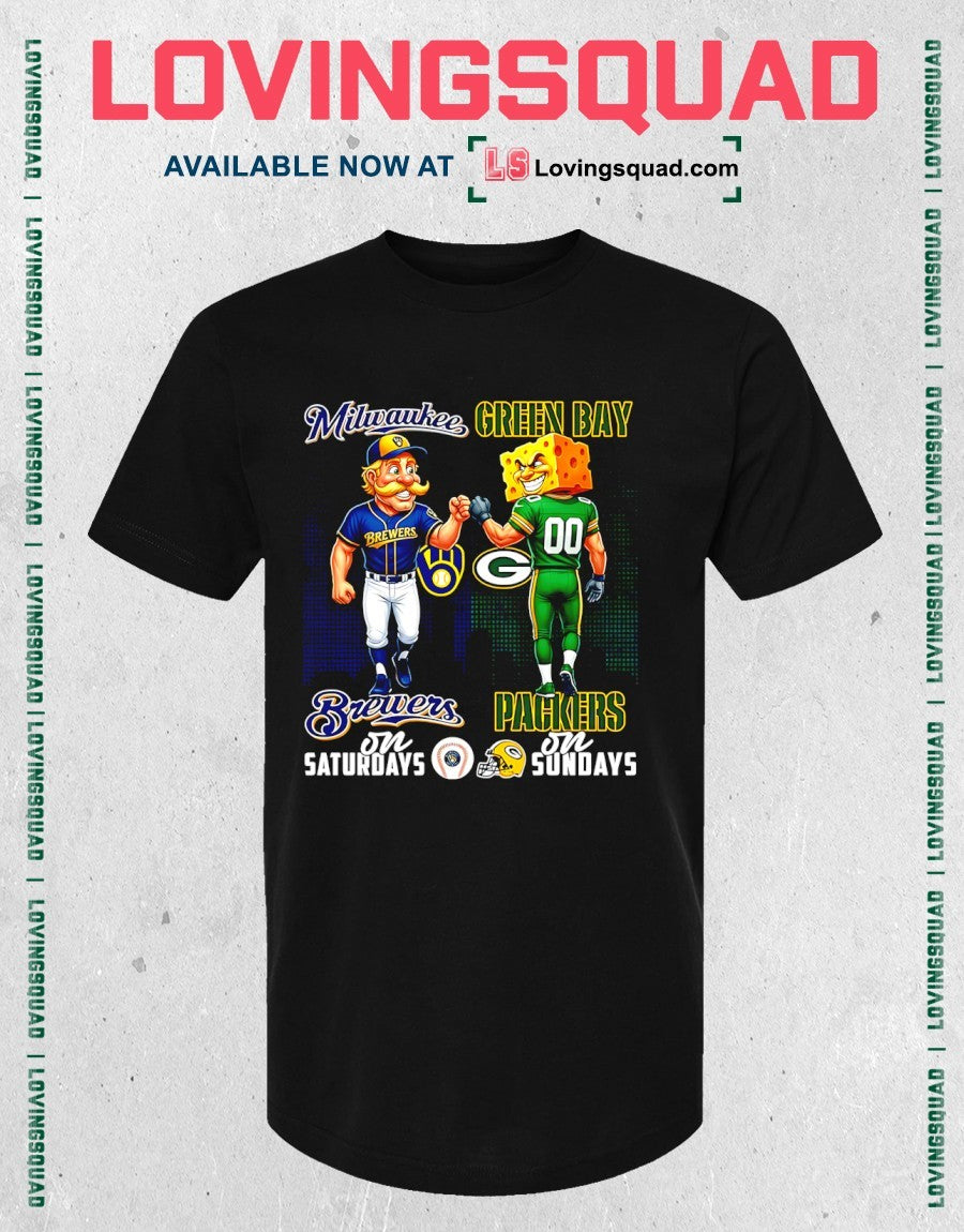 Milwaukee Brewers On Saturdays And Green Bay Packers On Sundays Mascots Graphic Shirt