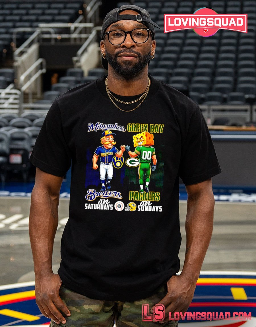Milwaukee Brewers On Saturdays And Green Bay Packers On Sundays Mascots Graphic Shirt