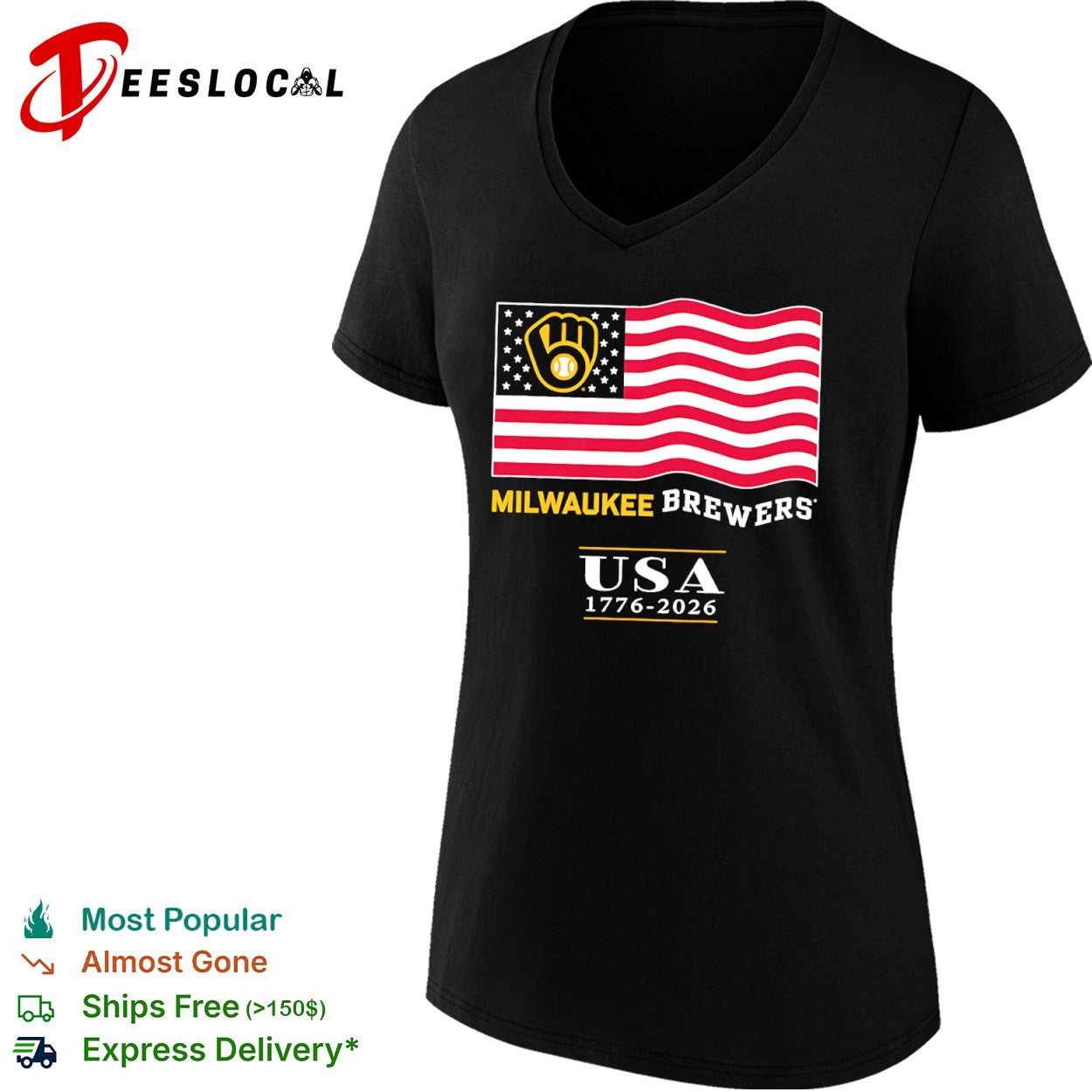 Milwaukee Brewers USA 1776 2026 American Flag Baseball shirt