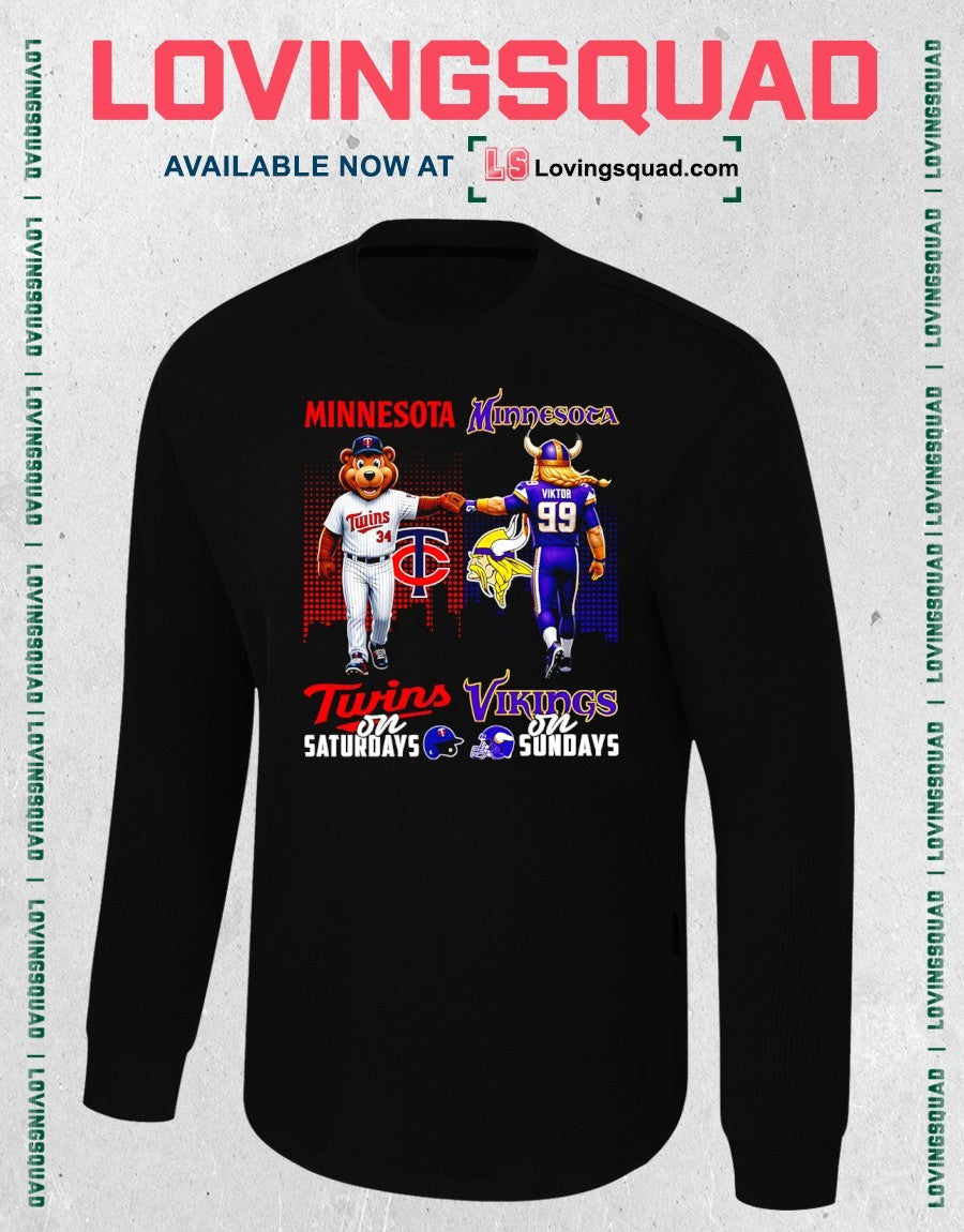 Minnesota Twins On Saturdays And Minnesota Vikings On Sundays Mascots Graphic Shirt