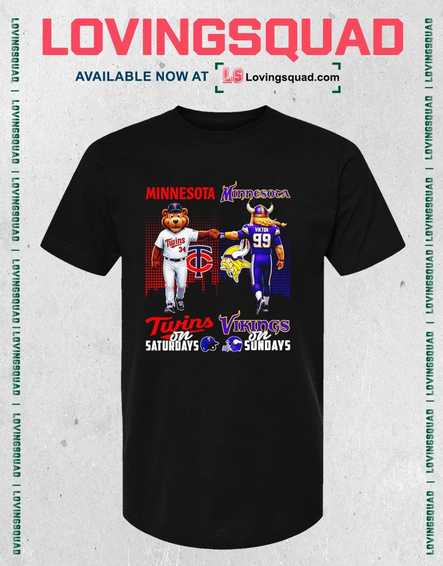 Minnesota Twins On Saturdays And Minnesota Vikings On Sundays Mascots Graphic Shirt
