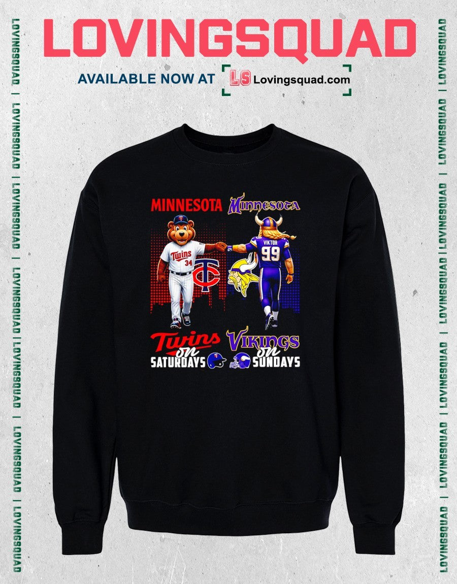 Minnesota Twins On Saturdays And Minnesota Vikings On Sundays Mascots Graphic Shirt