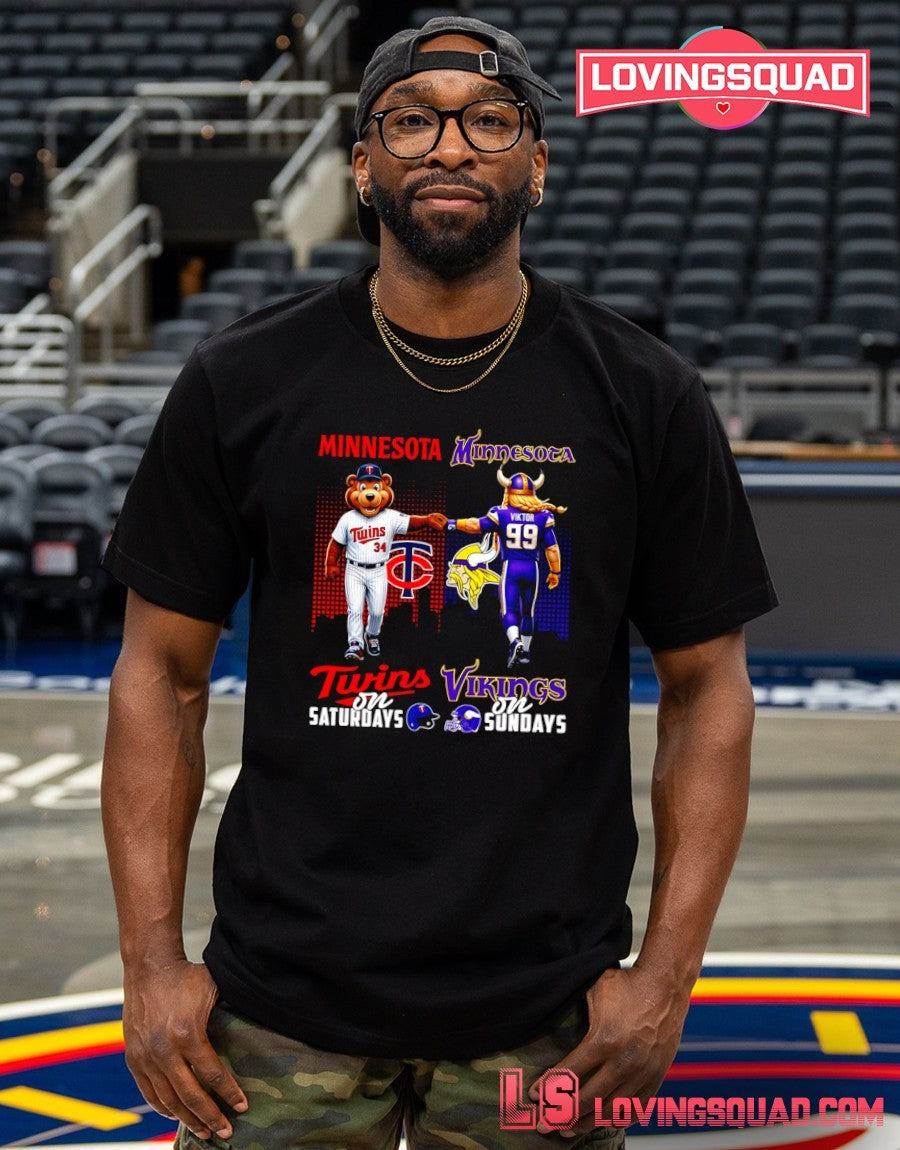Minnesota Twins On Saturdays And Minnesota Vikings On Sundays Mascots Graphic Shirt