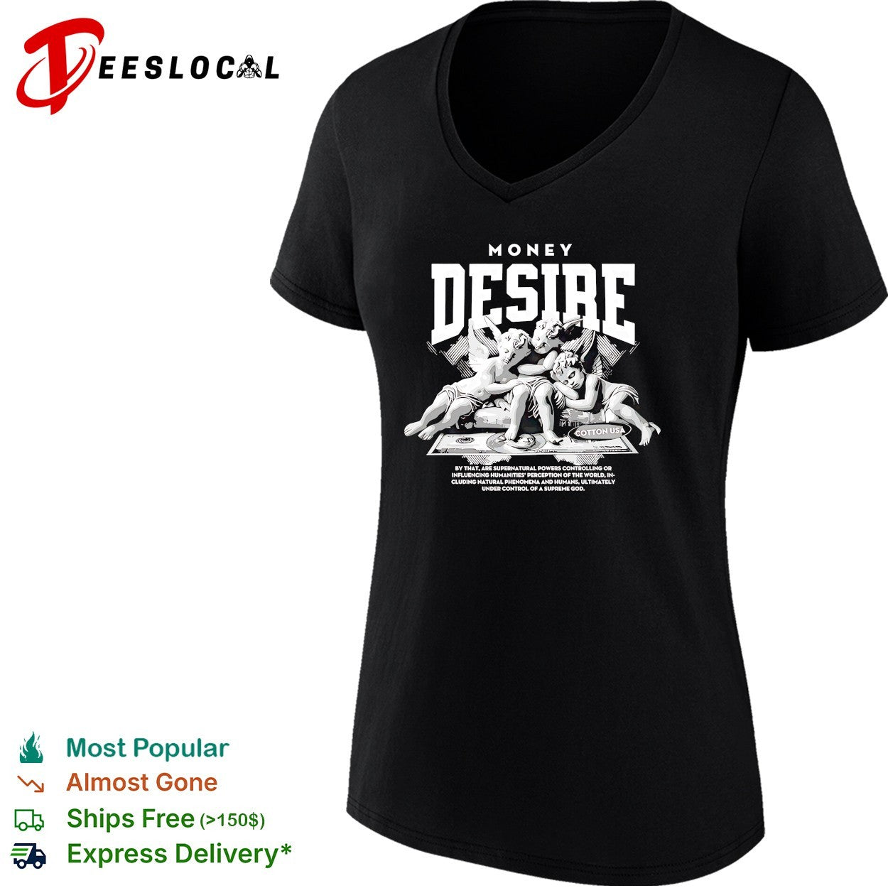 Money desire cherubs sitting on dollars supernatural powers shirt