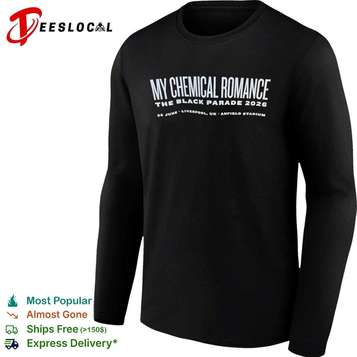 My Chemical Romance The Black Parade 2026 30 June Liverpool UK Anfield Stadium shirt