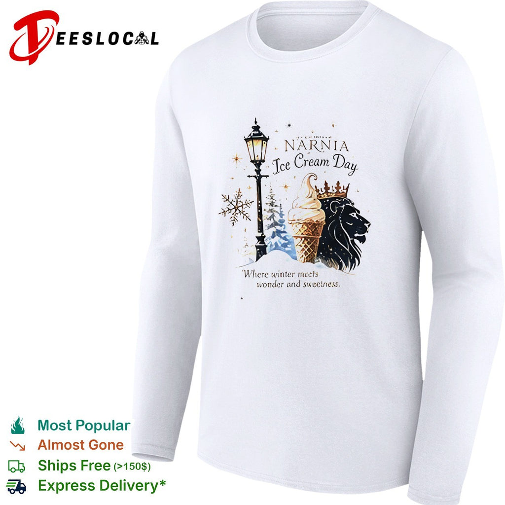 Narnia ice cream day where winter meets wonder and sweetness lion shirt