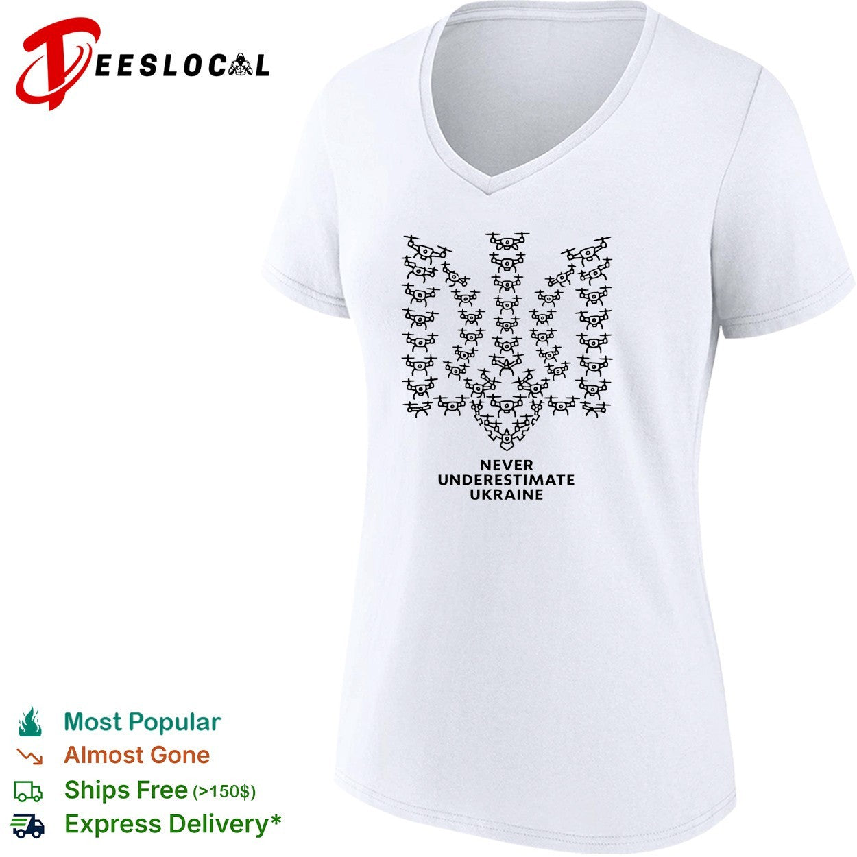 Never underestimate Ukraine drone trident shirt