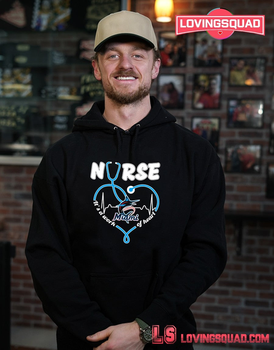 Nurse Miami Marlins Stethoscope It’s A Work Of Heart Shirt