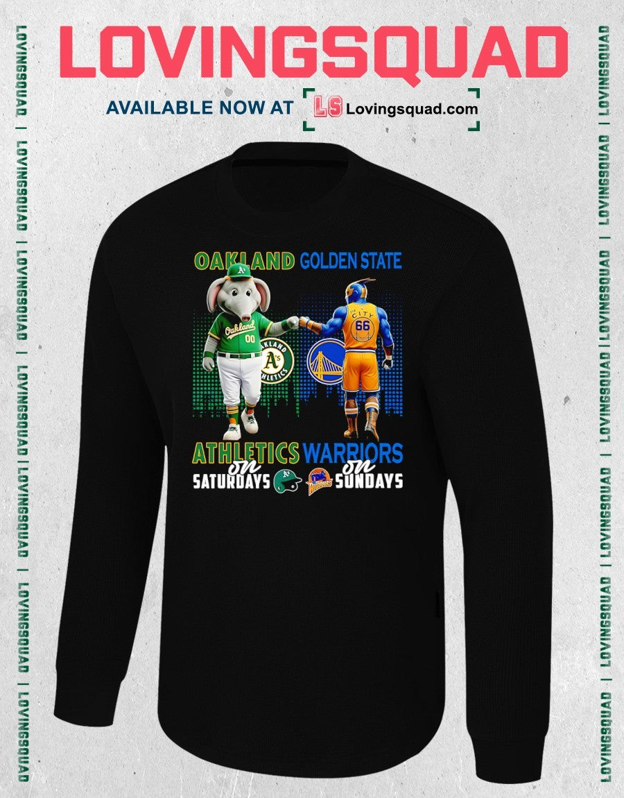 Oakland Athletics On Saturdays And Golden State Warriors On Sundays Mascots Graphic Shirt