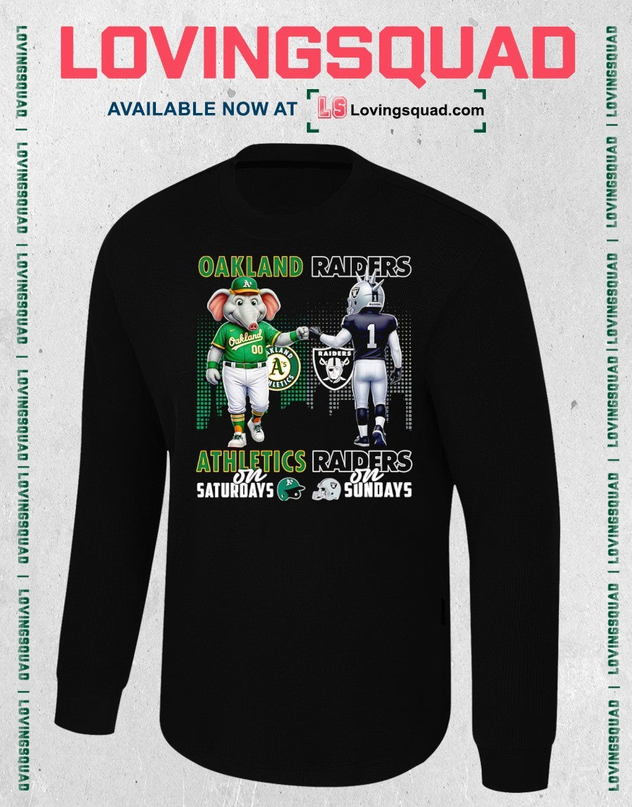 Oakland Athletics On Saturdays And Oakland Raiders On Sundays Mascots Graphic Shirt