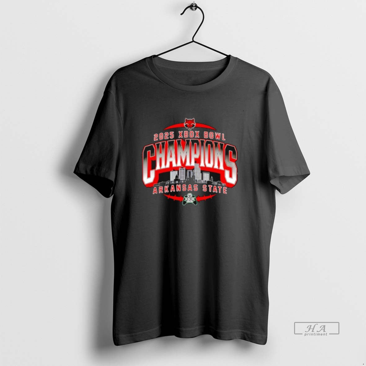 Official Arkansas State Red Wolves 2025 Xbox Bowl Champions City Skyline T-Shirts, Hoodie, Sweatshirt