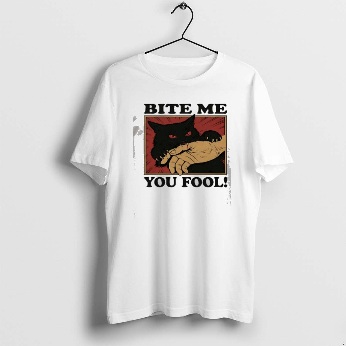 Official Biting Black Cat Bite Me You Fool T-Shirts, Hoodie, Sweatshirt