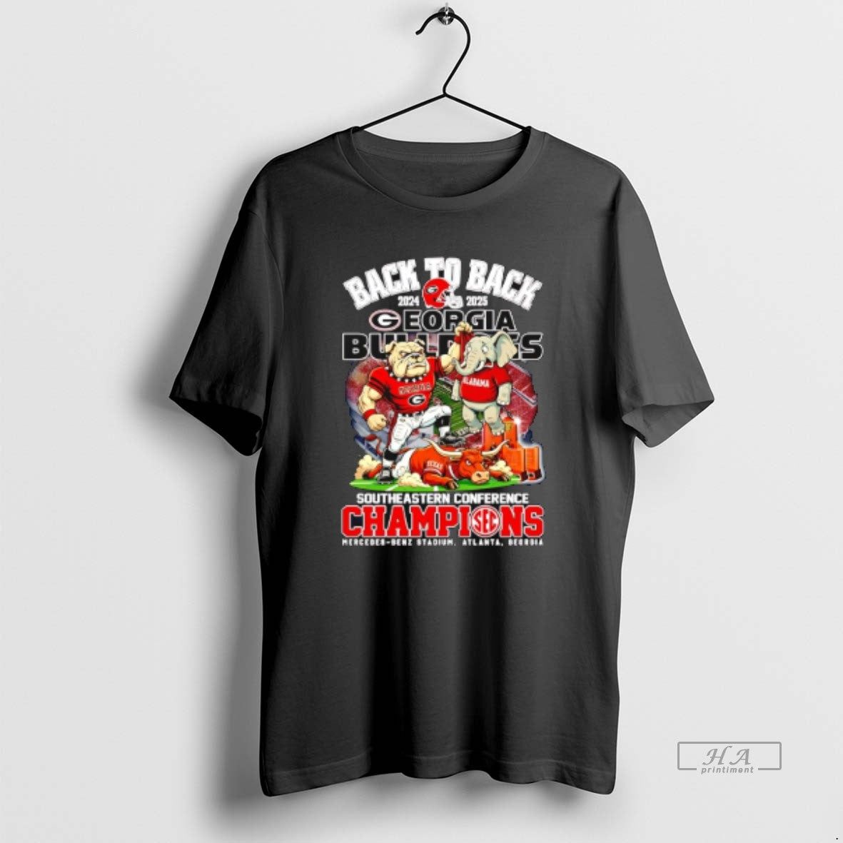 Official Georgia Bulldogs Back Back 2025 Sec Champions Mascot T-Shirts, Hoodie, Sweatshirt