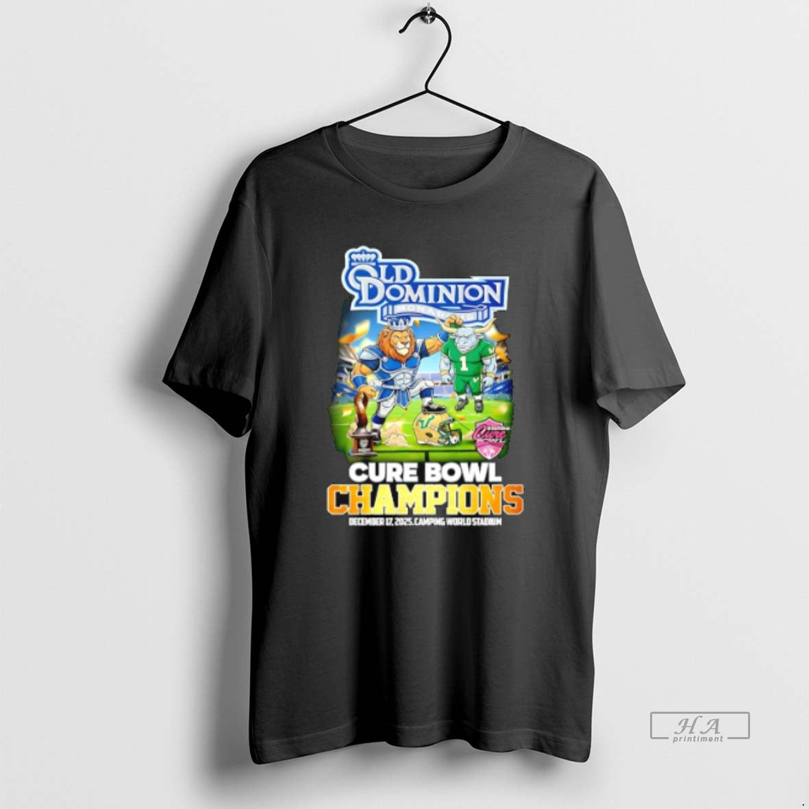 Official Old Dominion Monarchs 2025 Cure Bowl Champions Mascot T-Shirts, Hoodie, Sweatshirt