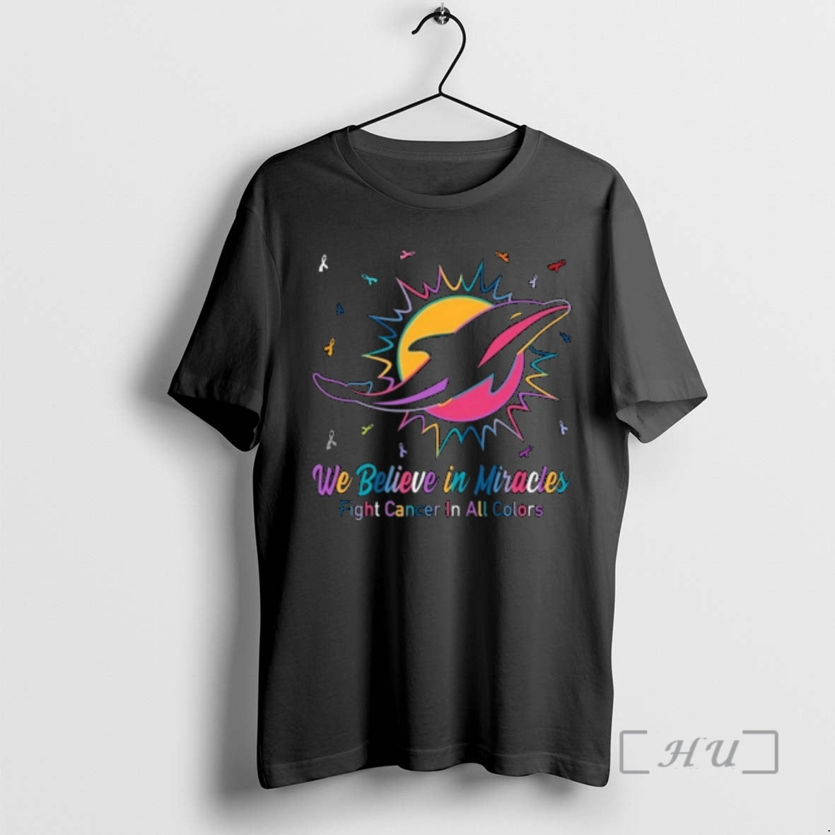 Officials Miami Dolphins We Believe Miracles Fight Cancer All Colors T-Shirts, Hoodie, Sweatshirt