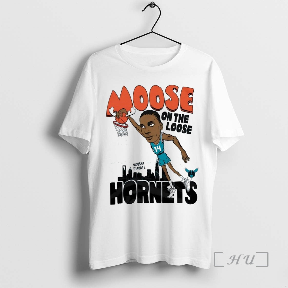 Officials Moussa Diabate Moose Is Loose Caricature Charlotte Hornets T-Shirts, Hoodie, Sweatshirt