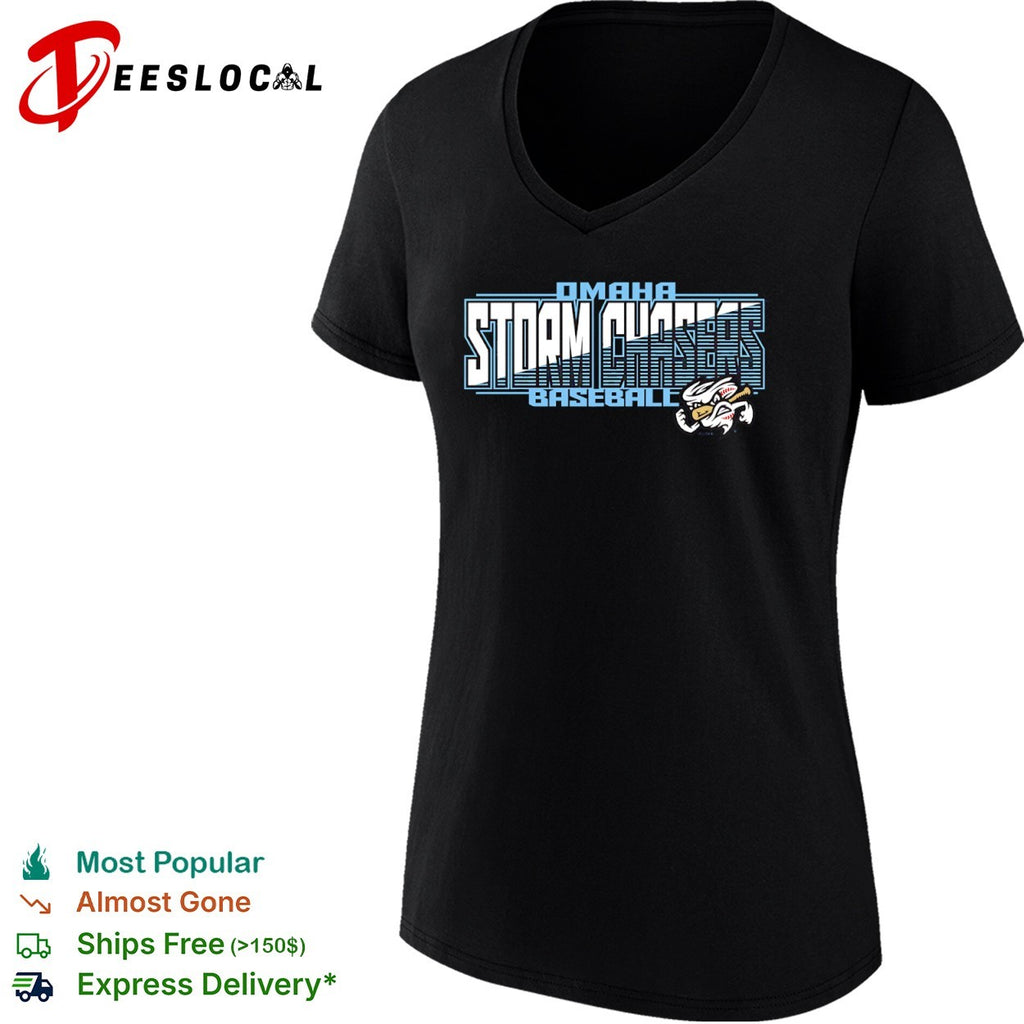 Omaha Storm Chasers Baseball striped wordmark logo shirt
