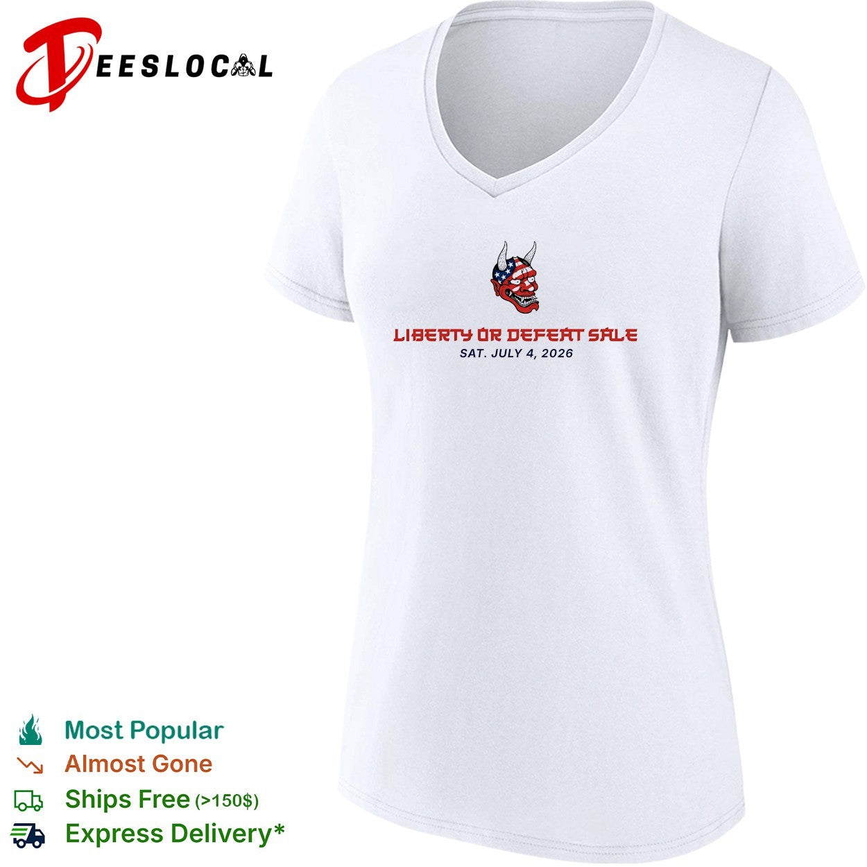 Oni mask liberty or defeat July 4 2026 shirt