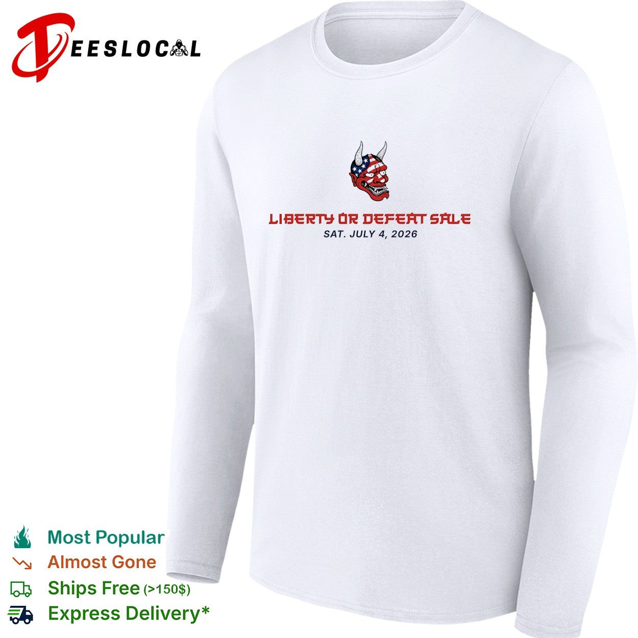 Oni mask liberty or defeat July 4 2026 shirt