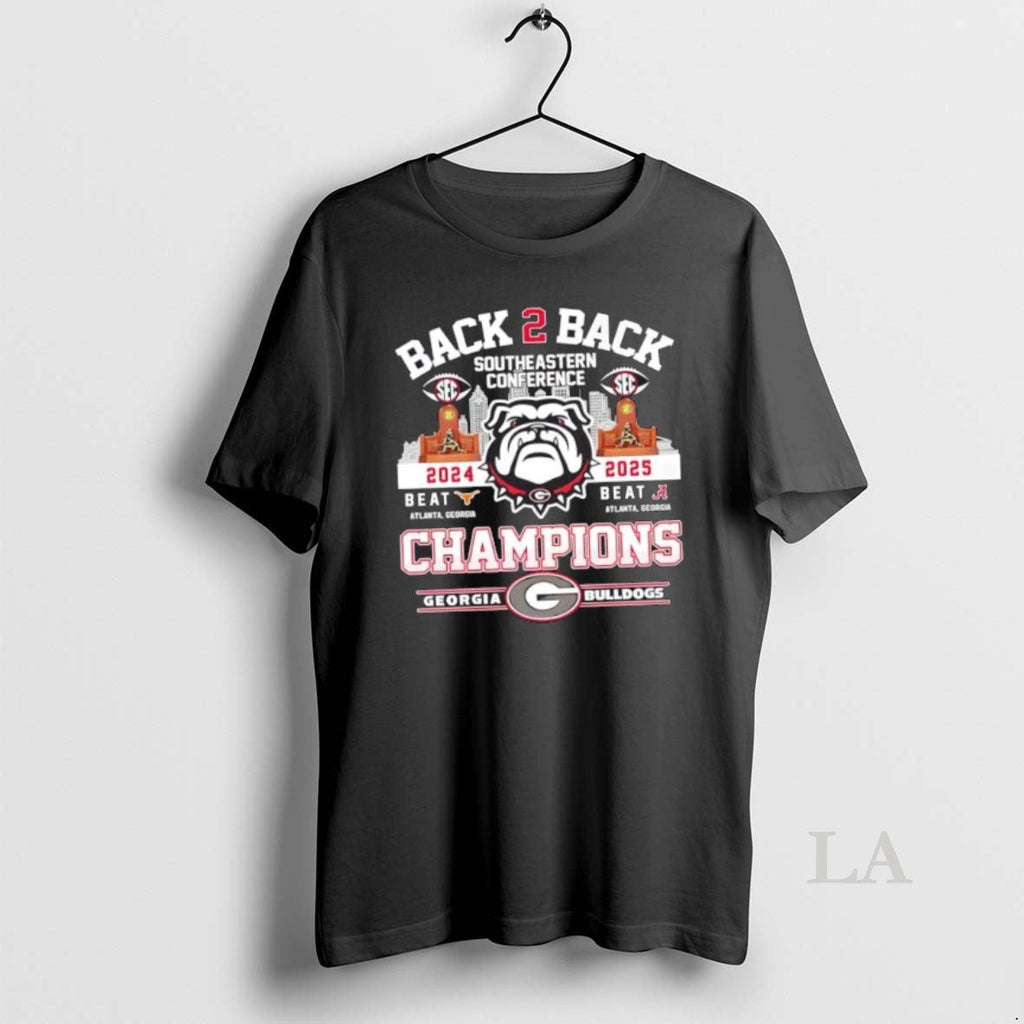 Original Back 2 Back Southeastern Conference 2024 2025 Georgia Bulldogs Football Skyline T-Shirts, Hoodie, Sweatshirt