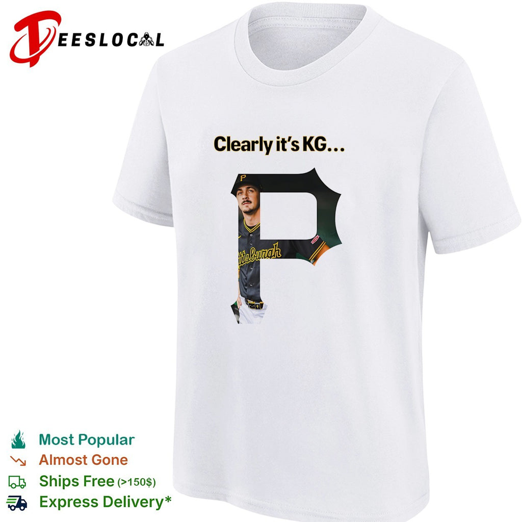 Paul Skenes Clearly it’s KG Pittsburgh Pirates Player portrait with P graphic shirt