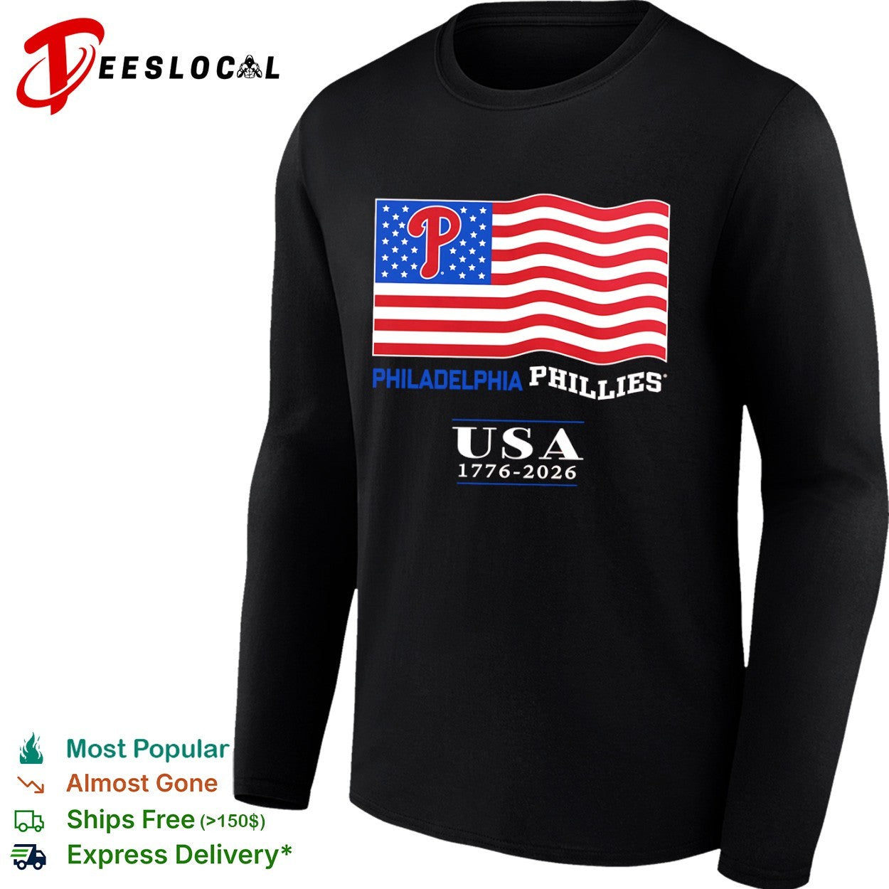 Philadelphia Phillies USA 1776 2026 MLB American flag shirt