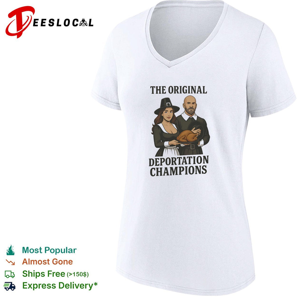 Pilgrims the original deportation champions turkey couple shirt
