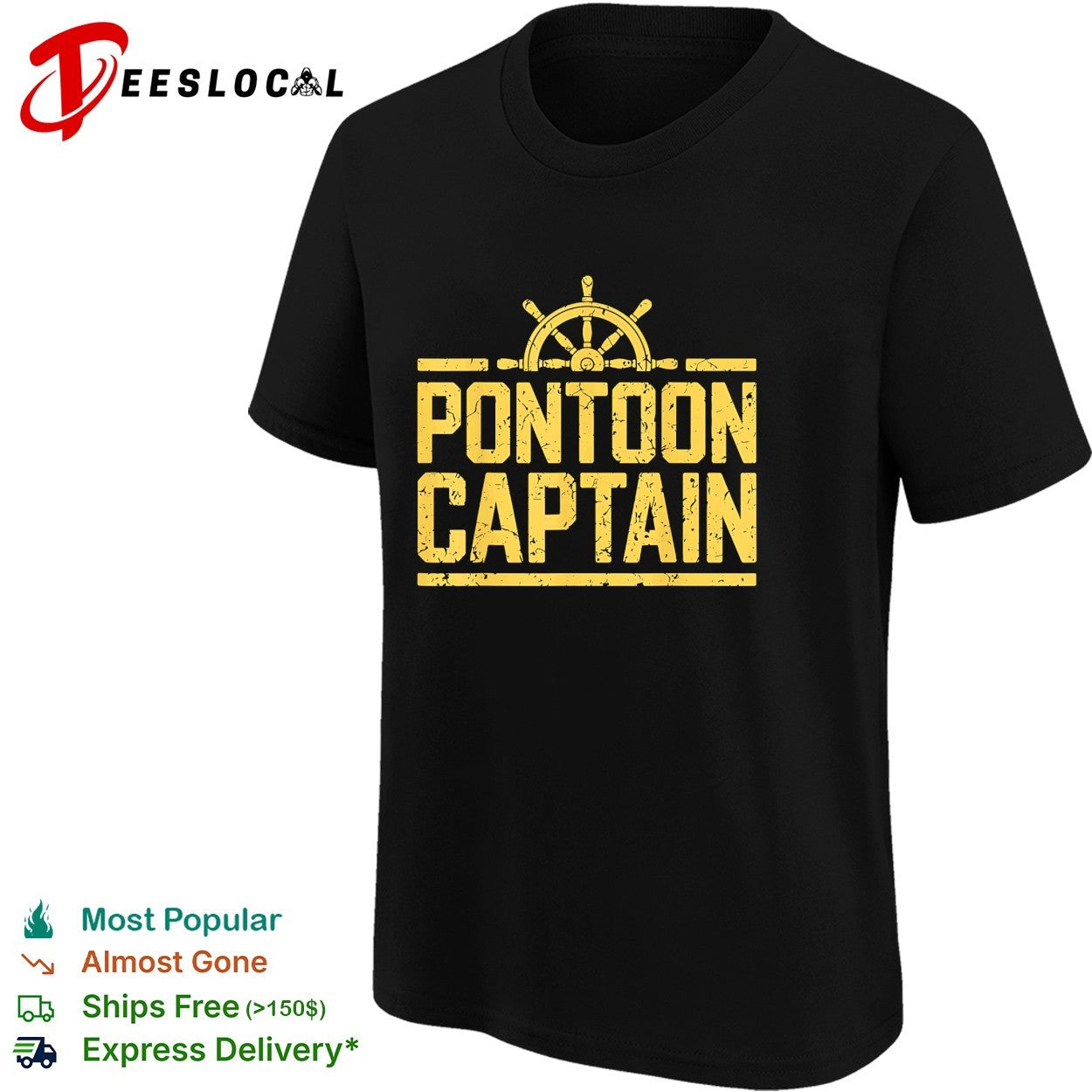 Pontoon captain ship wheel shirt
