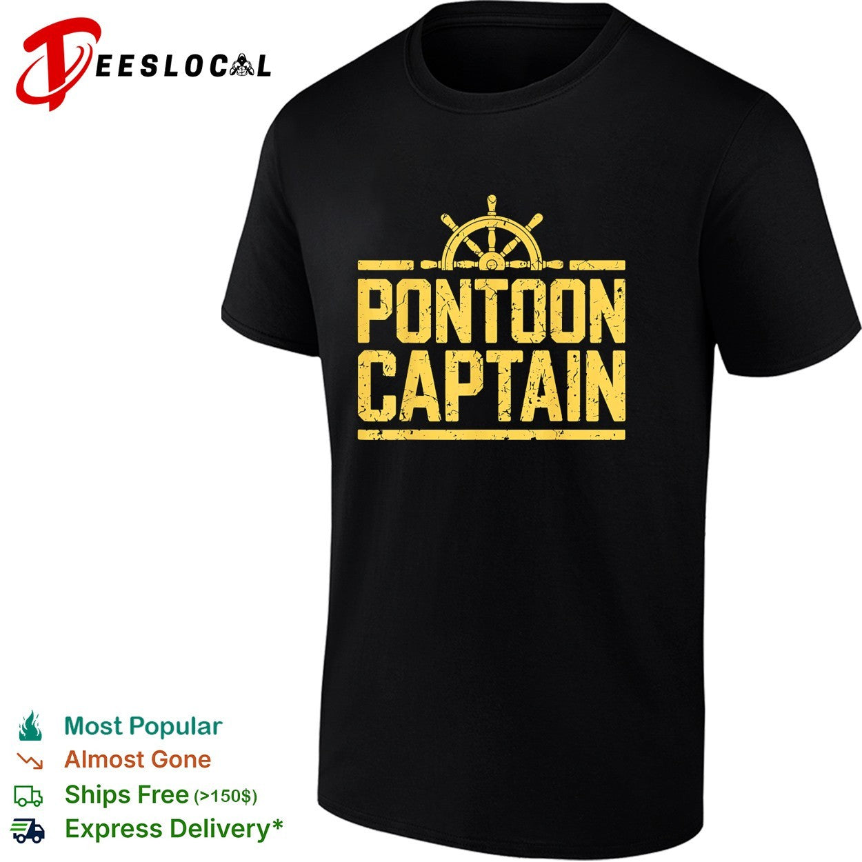 Pontoon captain ship wheel shirt