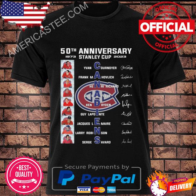 Montreal Canadiens 50th anniversary 1973 2023 stanley cup signatures shirt