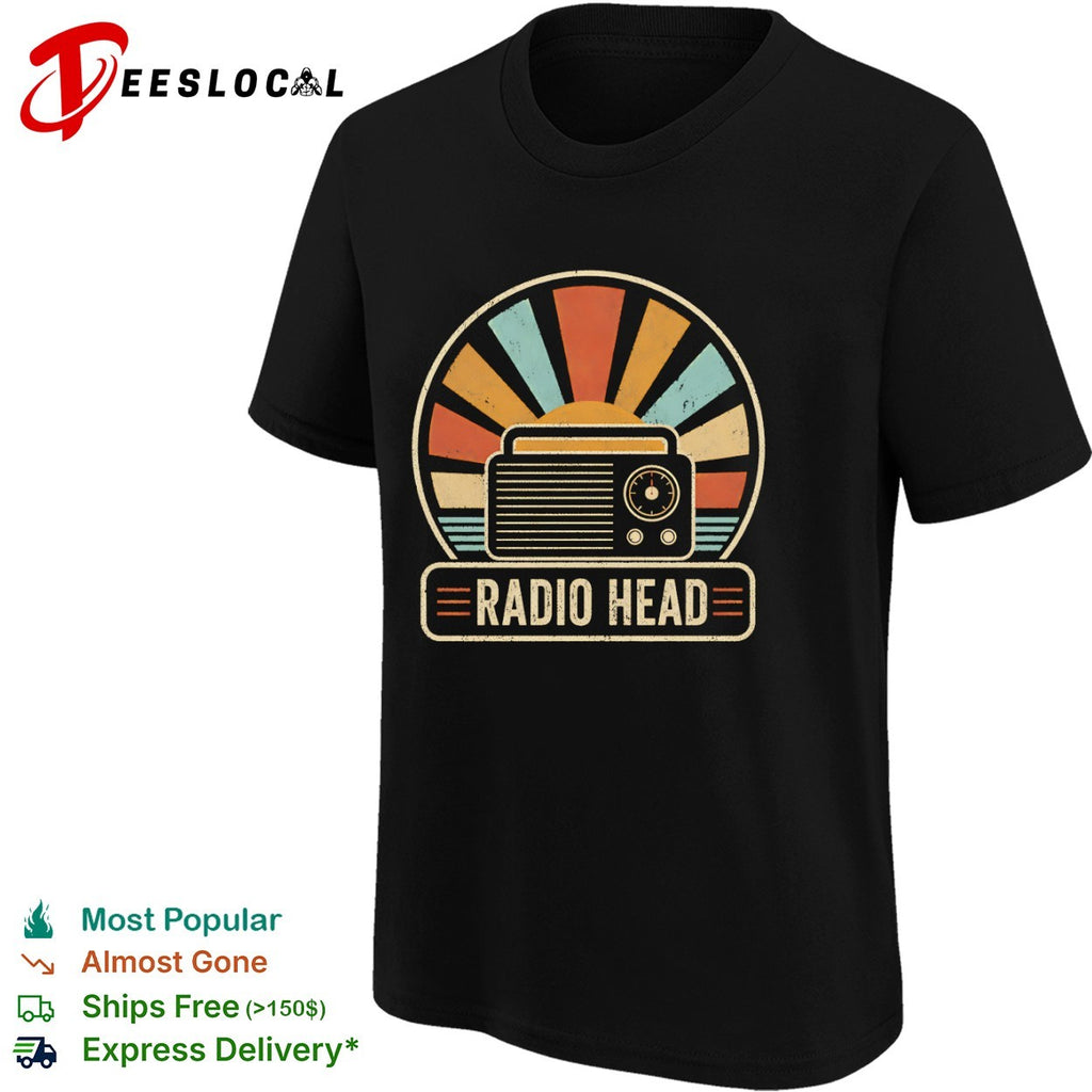 Radio Head Retro Sunset Design with Radio shirt