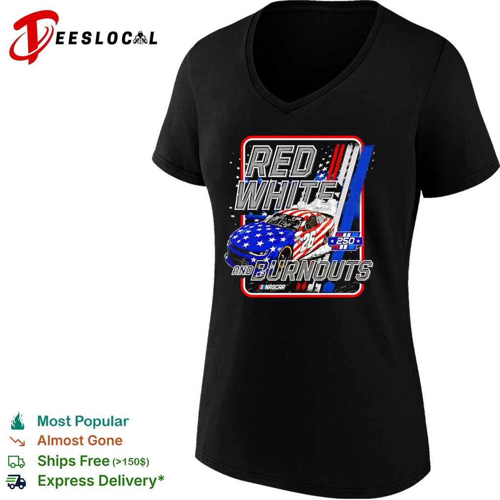 Red White and Burnouts 250 Nascar Chevrolet Camaro 26 Racing speed shirt