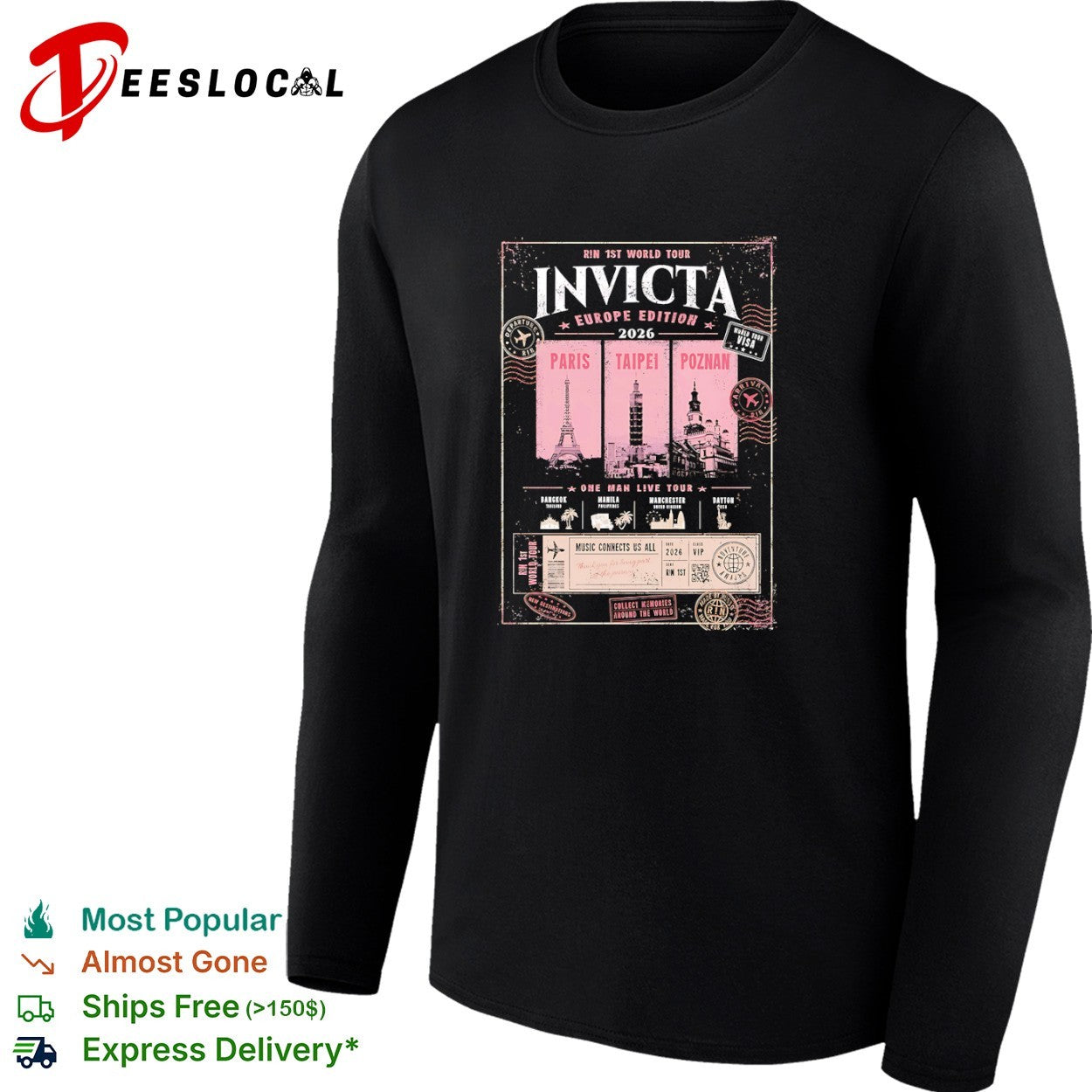 Rin 1st World Tour Invicta Europe Edition 2026 Paris Taipei Poznan Bangkok shirt