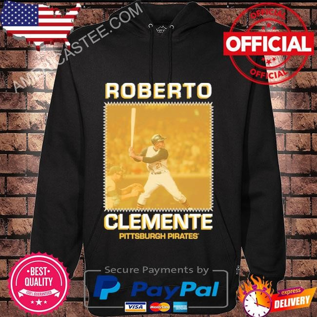 Roberto clemente Pittsburgh pirates mitchell & ness cooperstown collection heavyweight premium player vintage logo shirt