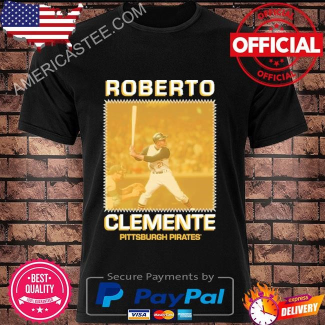 Roberto clemente Pittsburgh pirates mitchell & ness cooperstown collection heavyweight premium player vintage logo shirt