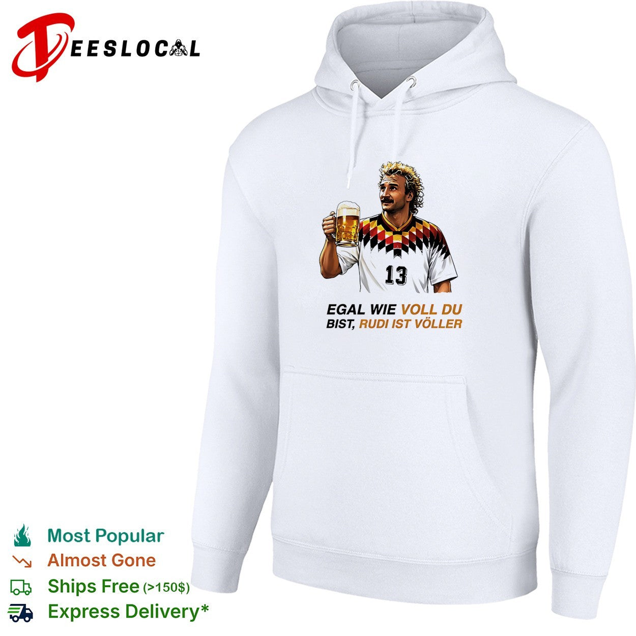 Rudi Voller Germany football 1990 beer pun vintage shirt