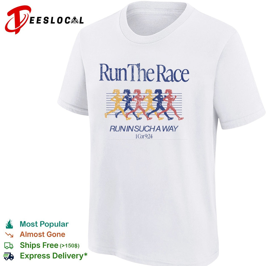 Run the race run in such a way 1 Cor 9 24 women runners shirt