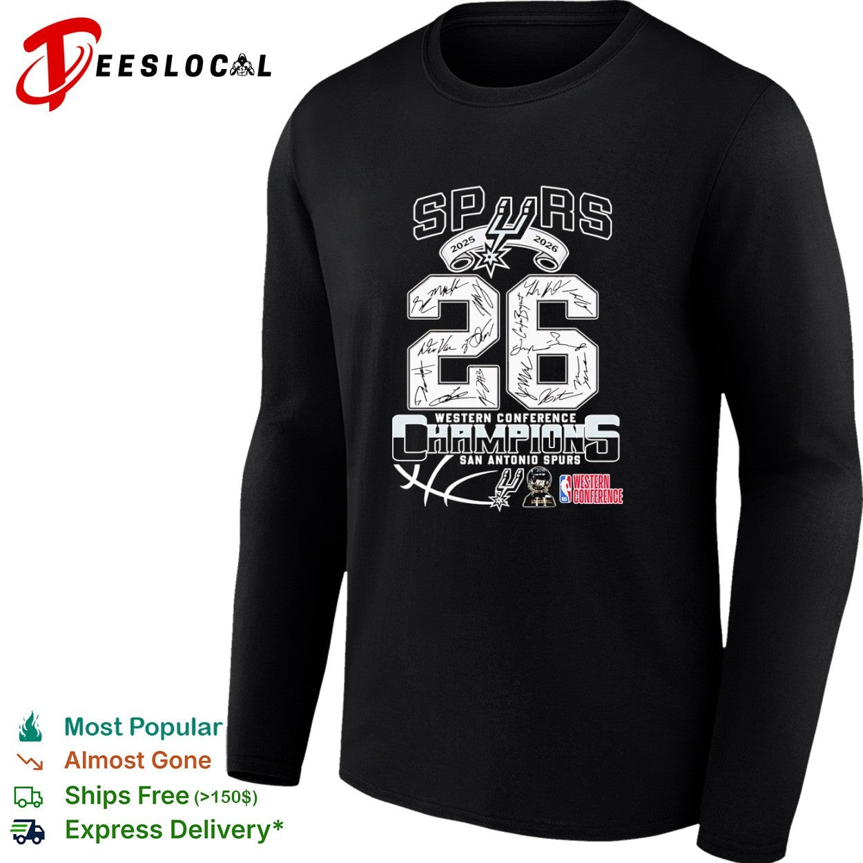 San Antonio Spurs 2025 2026 Western Conference Champions 26 Autographs Team shirt