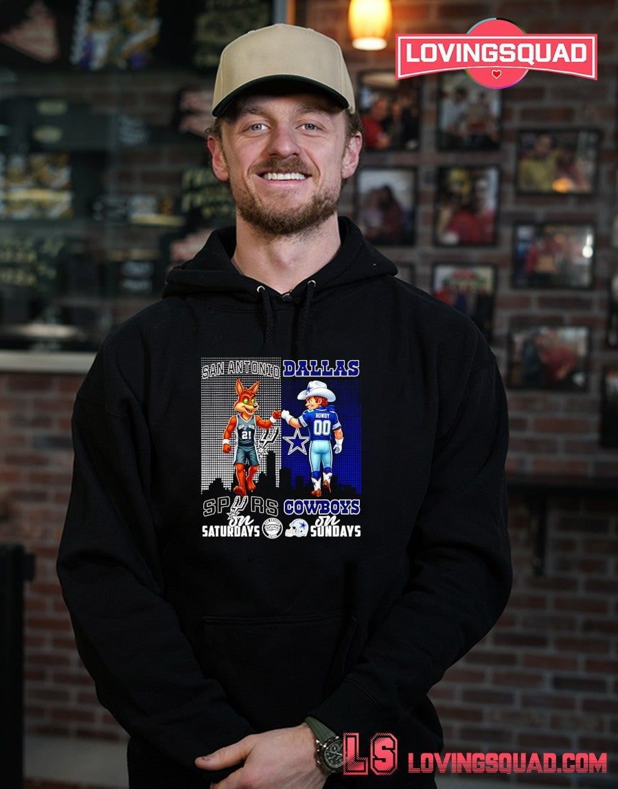 San Antonio Spurs On Saturdays And Dallas Cowboys On Sundays Mascots Graphic Shirt
