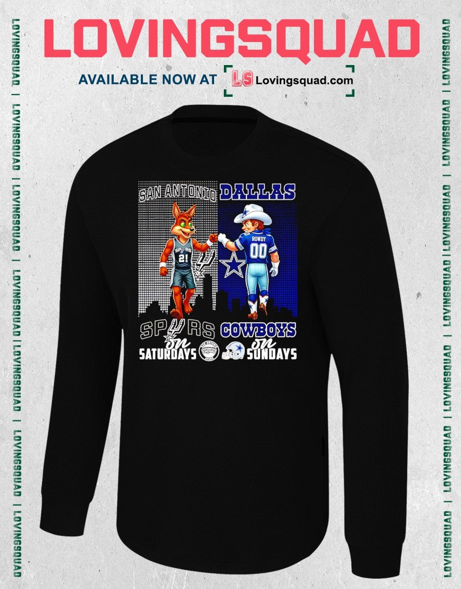 San Antonio Spurs On Saturdays And Dallas Cowboys On Sundays Mascots Graphic Shirt
