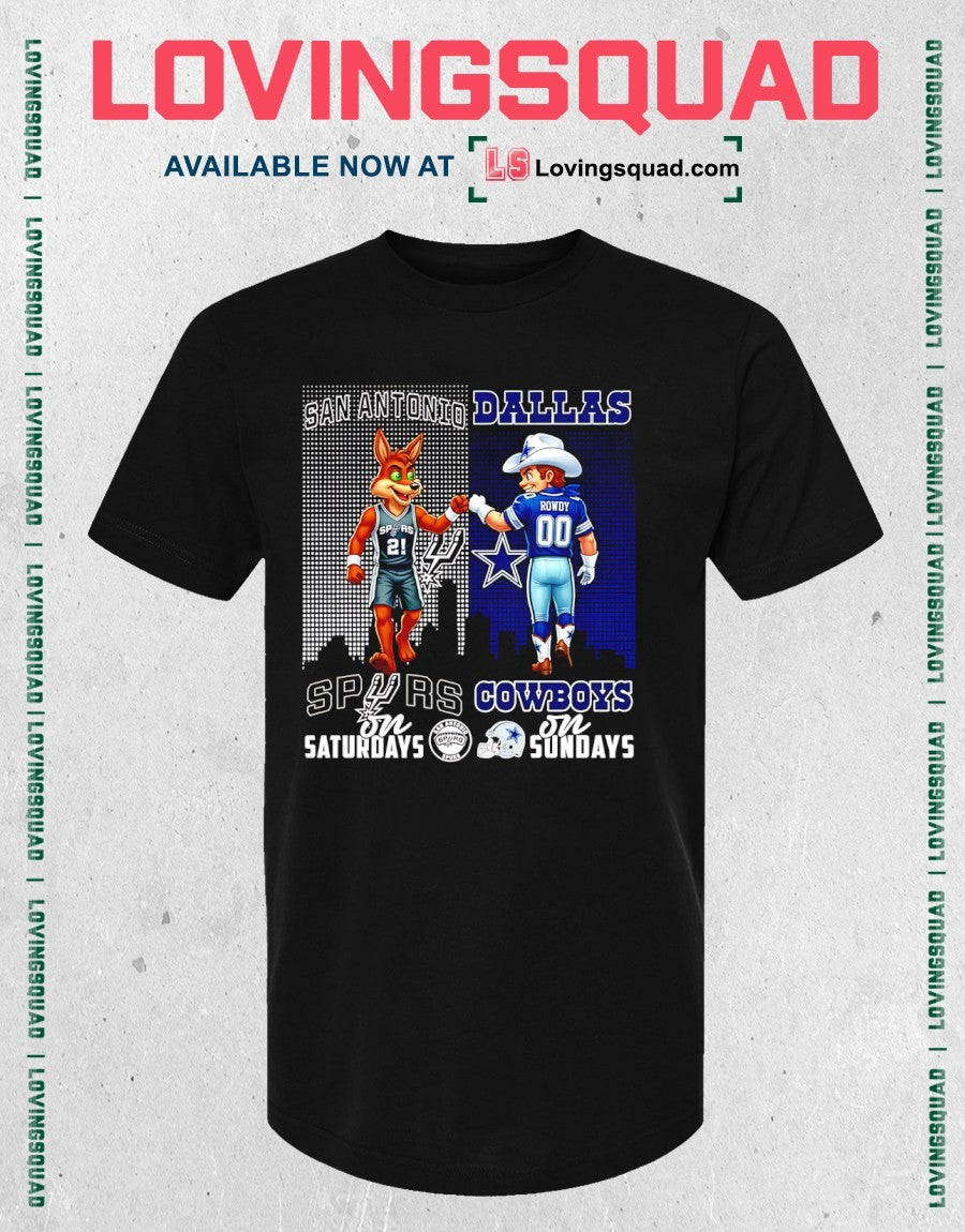 San Antonio Spurs On Saturdays And Dallas Cowboys On Sundays Mascots Graphic Shirt
